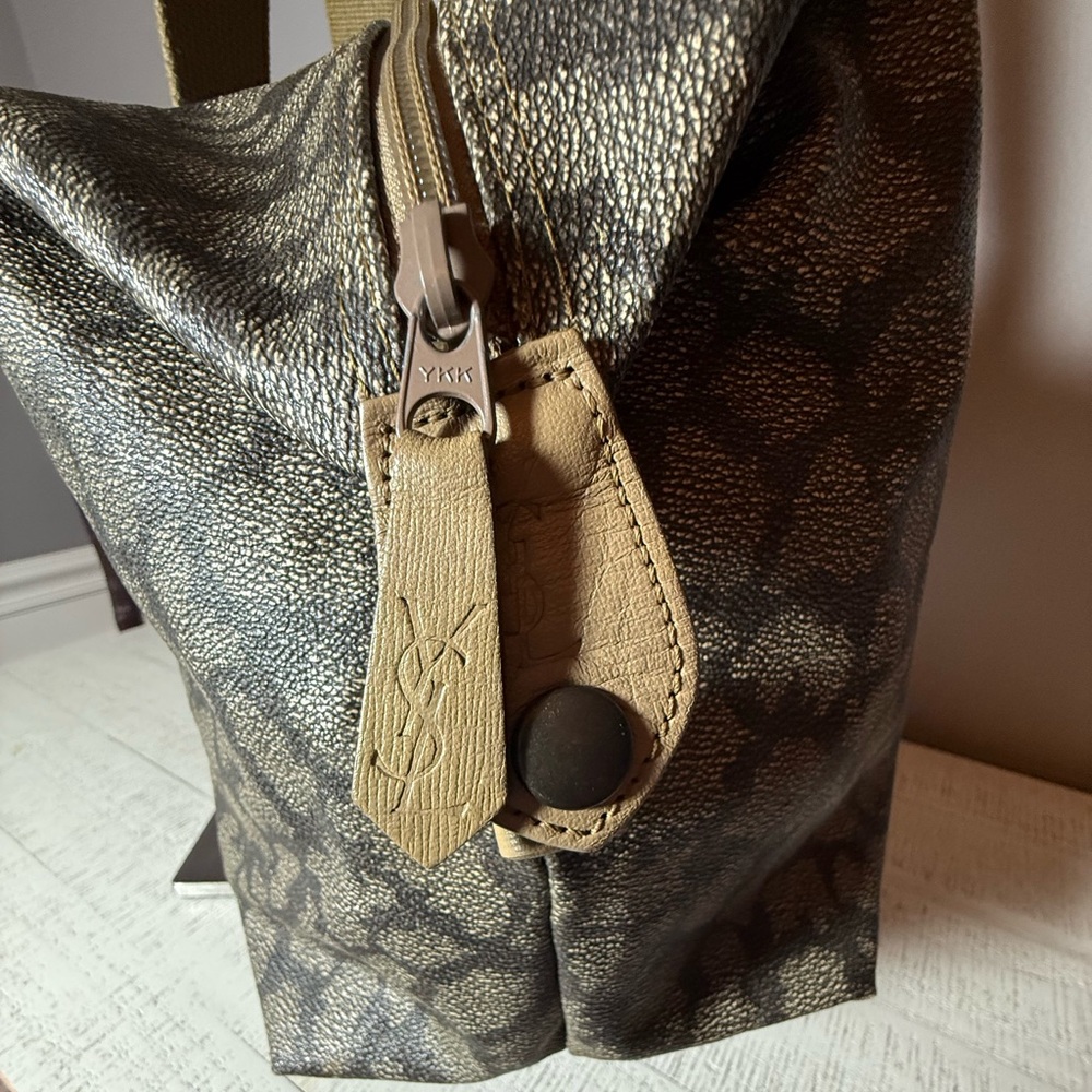 👉 YSL Yves Saint Laurent Giraffe Print Duffel Travel Tote Bag Large - Picture 5 of 6